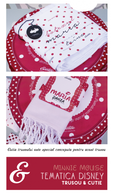Trusou de botez pentru fetite de inspiratie Disney cu Minnie Mouse, Red Dots  13